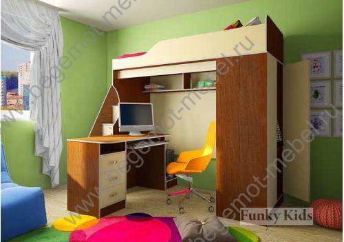 Детская кровать-чердак Фанки Кидз 11/1 с письменным столом 