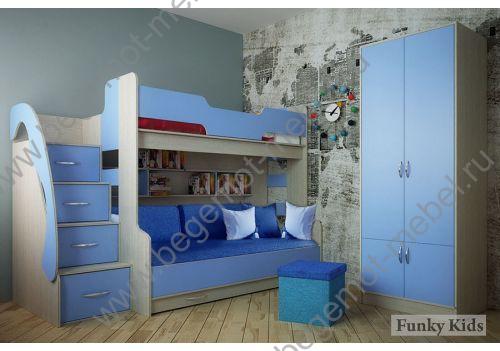 Мебель для двоих детей Фанки Кидз 21 + шкаф двухдверный 13/2СВ + пуф Фанки ПФ1