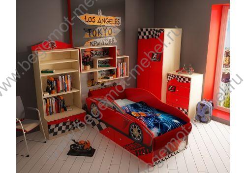 кровать машина для двоих детей и мебель в стиле фанки авто