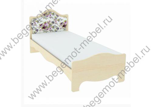 Кровать односпальная для детских комнат с накладками тканевыми 