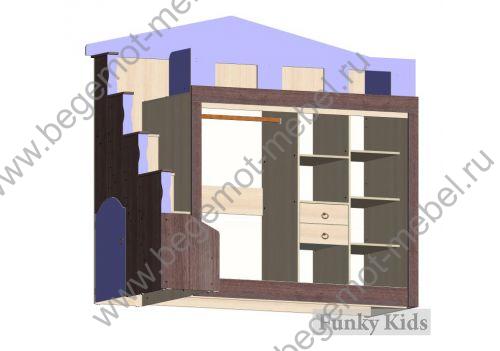Детская кровать-чердак в виде замка Фанки Хоум со встроенным гардробом схема