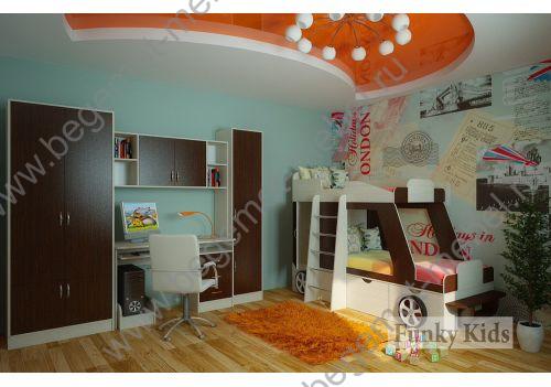кровать двухярусная для детей от 2х лет в виде машины, кровать-машина купить со склада в москве