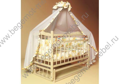 Кровать для новорожденных Фанки Литл с комплектом постельного белья + кокосовый матрац, цвет натуральный