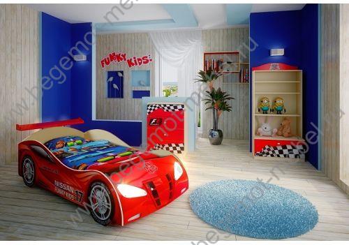 Кровать красная Ниссан для детей машина