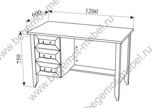 Письменный стол Классика 38 Попугаев - схема и размеры 