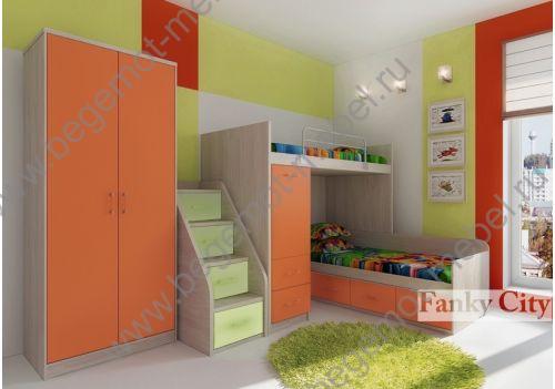 детская комната с тумбой-лестницей и выдвижными ящиками, модули итальянской мебели, мебель для детских комнат, комната в стиле данза