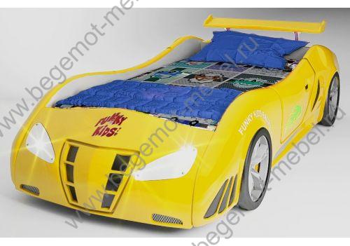детская кровать-машина Фанки Энзо желтый цвет