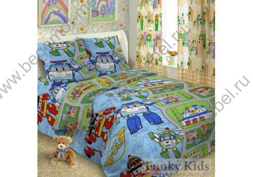 комплект постельного белья Робокар Полли 1,5 спальный для мальчиков 