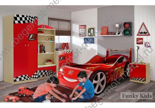 готовая детская комната Фанки Авто + кровать-машина Молния Маквин красная