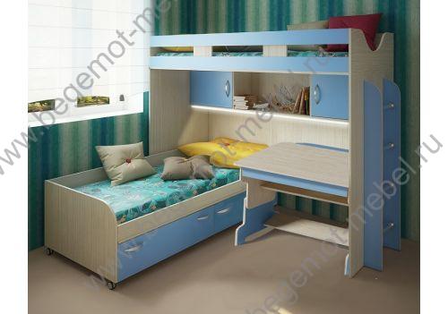 Детская кровать Фанки Кидз 22 и растущая парта ВР 016