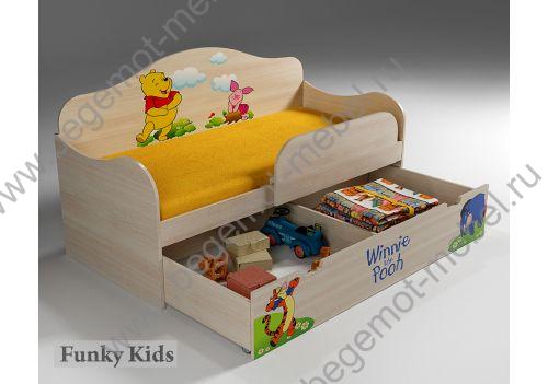 детская кровать Винни Пух с выдвижным ящиком