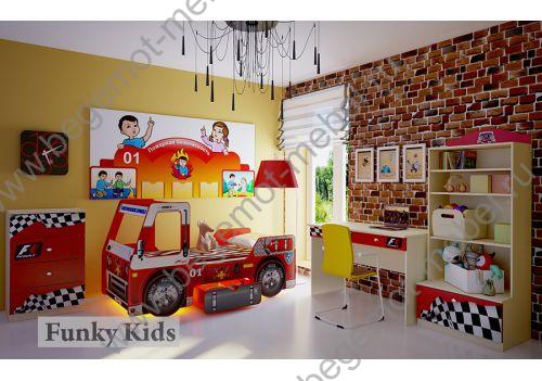 Детская кровать Пожарная машина и мебель Фанки Авто