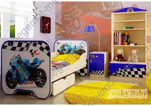 детская кровать с ящиком + тумба + шкаф серия мебели Фанки Авто