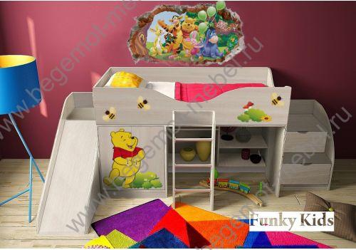 Детская кровать-чердак для ребенкаот 3-х лет серия Винни Пух