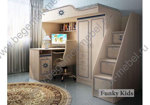 кровать-чердак Фанки Кидз Капитан с письменным столом 