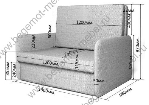 Раскладной диван Бланес 2 схема с размерами