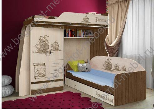 Комплект кровать чердак серии Пираты для мальчиков