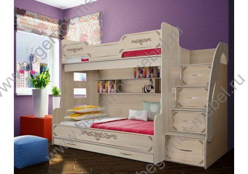 Двухъярусная кровать Фанки Кидз серии Классика для девочек