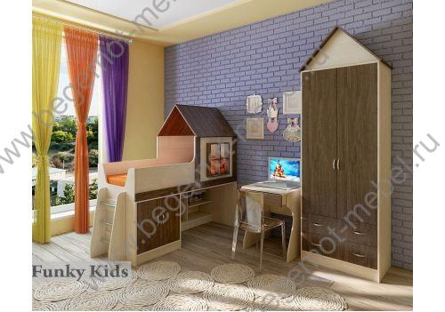 Детская кровать Домик 6.2 + мебель Фанки Кидз 