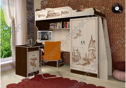 Детская кровать-чердак Гарри Поттер с письменным столом  