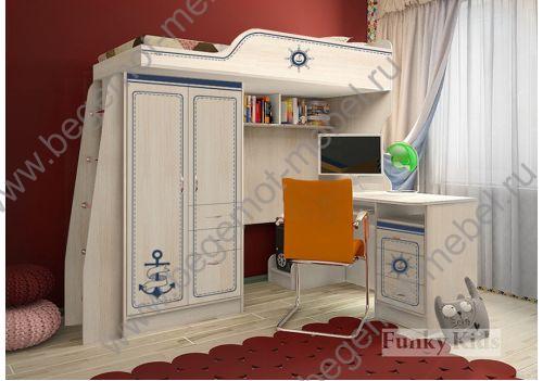 кровать-чердак Капитан с письменным столом для детей и подростков