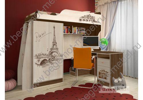 Комплект мебели Фанки Тревел: кровать - чердак и письменный стол 