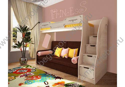 Детская кровать-чердак Фанки Классика + диван Бланес 