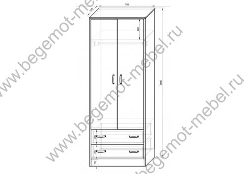 Схема двухдверного шкафа Фанки Кидз - размеры и схема 