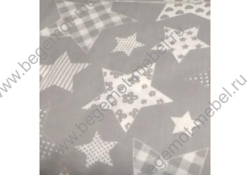 образец ткани Серый  арт.01 с белыми звездами