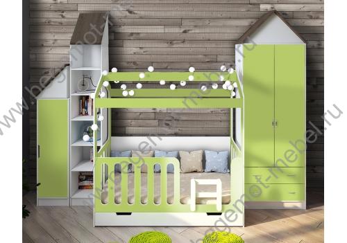 Детская кровать Фанки Домик Сказка с зеленом цвете 