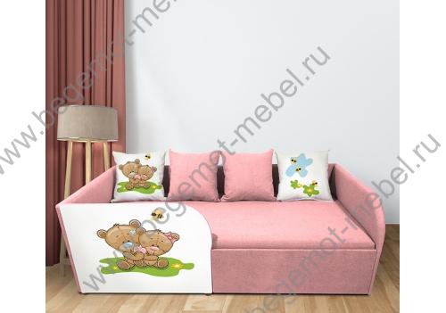 Детский диван Мишки в пудровом цвете