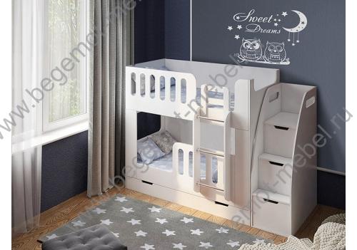 Двухъярусная кровать Сказка с лестницей-комодом