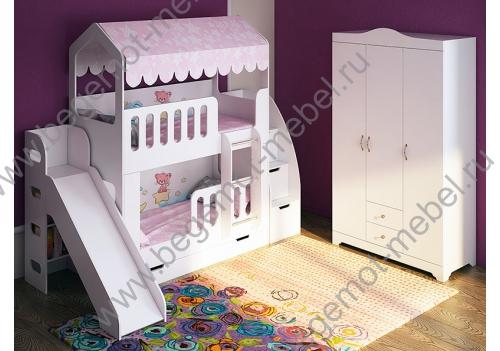 Комплект мебели: двухъярусная кровать и шкаф Кристалл