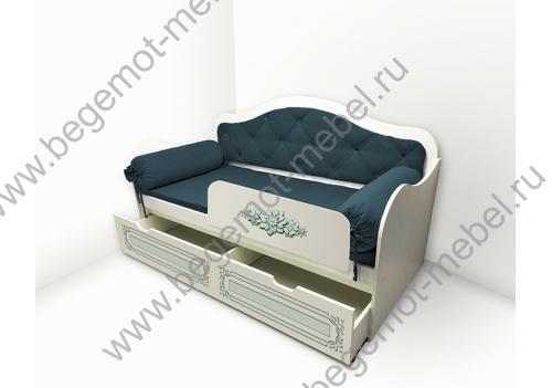 Кровать Ноктюрн в цвете декора Аквамарин с бортиком
