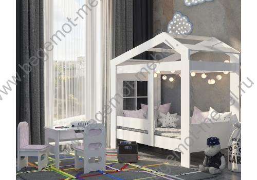 Кровать домик с окошком - композиция со столом и стульями
