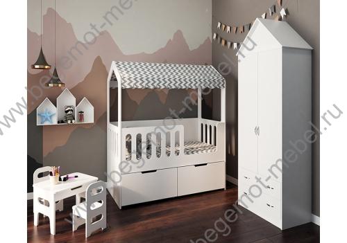 Детская кровать-домик Сказка с высокими ящиками