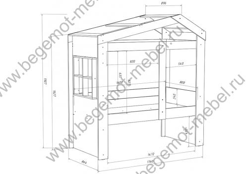 Схема верхней кровати-домика ДС-36.1