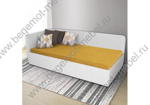 Мягкая кровать Сканди с подушками в интерьере
