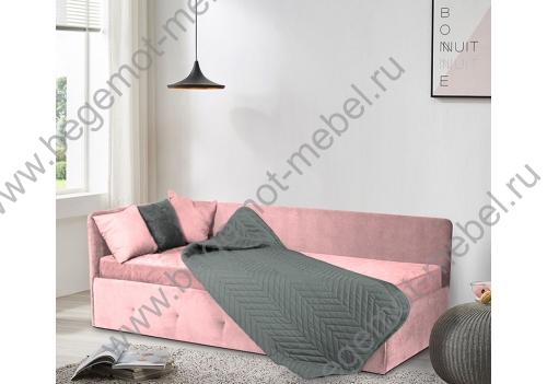 Мягкая кровать Сканди в пудровом цвете