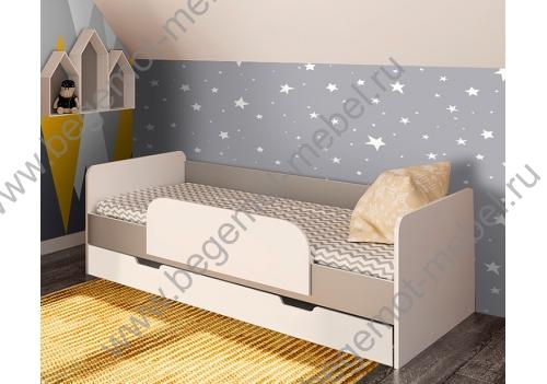 Одноярусная кровать Нордик с нижним ящиком и бортиком