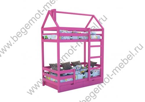 Кровать с двумя ящиками SCANDI розовая