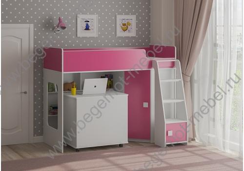 Детская кровать Легенда 42.2.6 бело-розовая