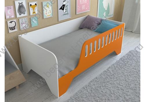 Детская кровать Астра 13 цвет белый с оранжевым