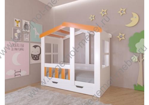 Детская кровать Домик Астра в оранжевом цвете