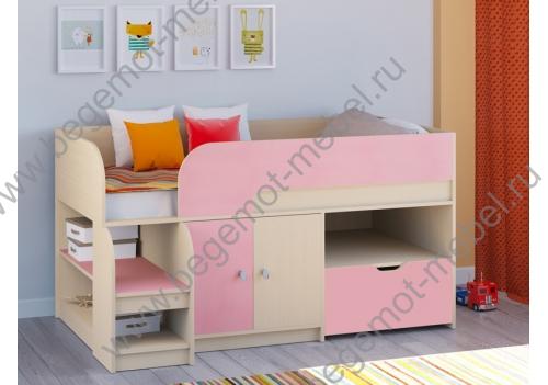 Кровать для девочек Астра 9 V4 корпус дуб молочный / фасад розовый