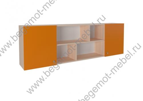 Полка надкроватная корпус дуб молочный / фасад оранжевый