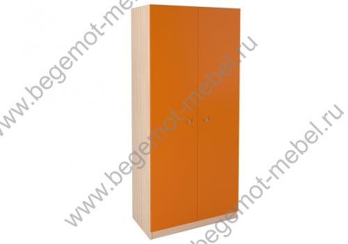 Шкаф двухдверный дуб молочный/оранжевый