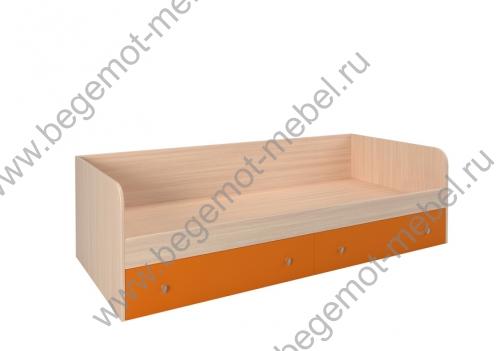 Кровать Астра, корпус дуб молочный / фасад оранжевый