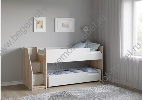 Невысокая кровать Легенда К402.41 - цвет белый и Дуб Сонома