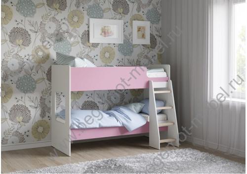 Двухъярусная кровать Легенда К501.5 - цвет белый с розовым